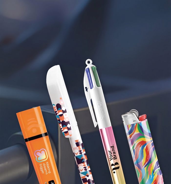 Esempi di penne, evidenziatori e accendini personalizzati BIC